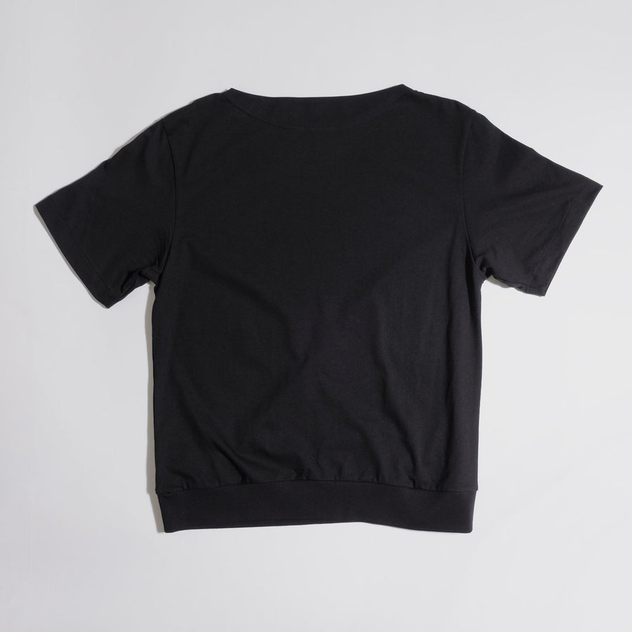 JERSEY BOAT NECK T［YOU GAIN THE COOL］- Black