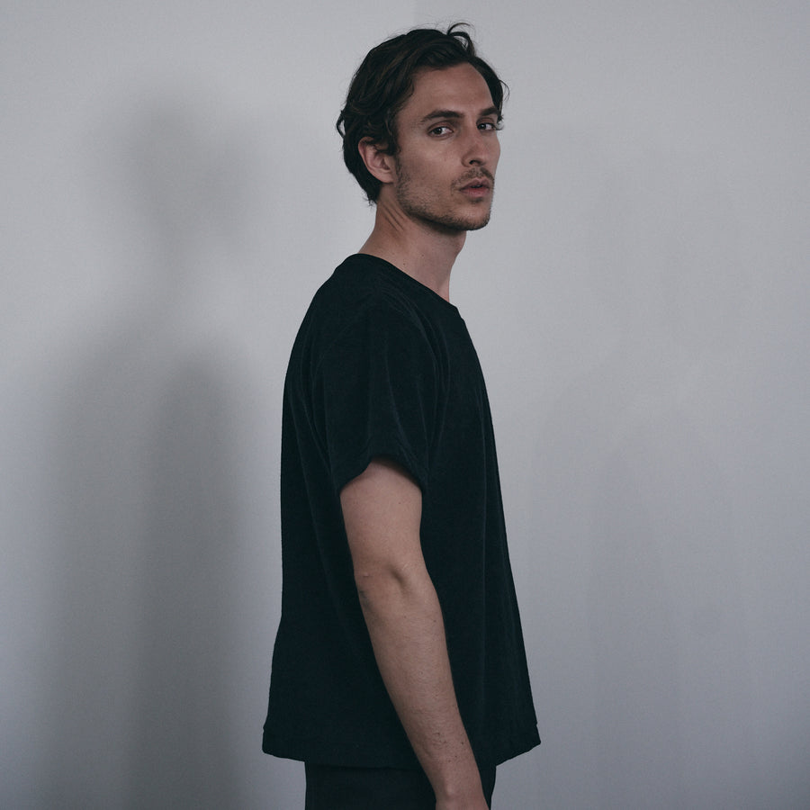 PILE CREW NECK T［NPNG］- Black