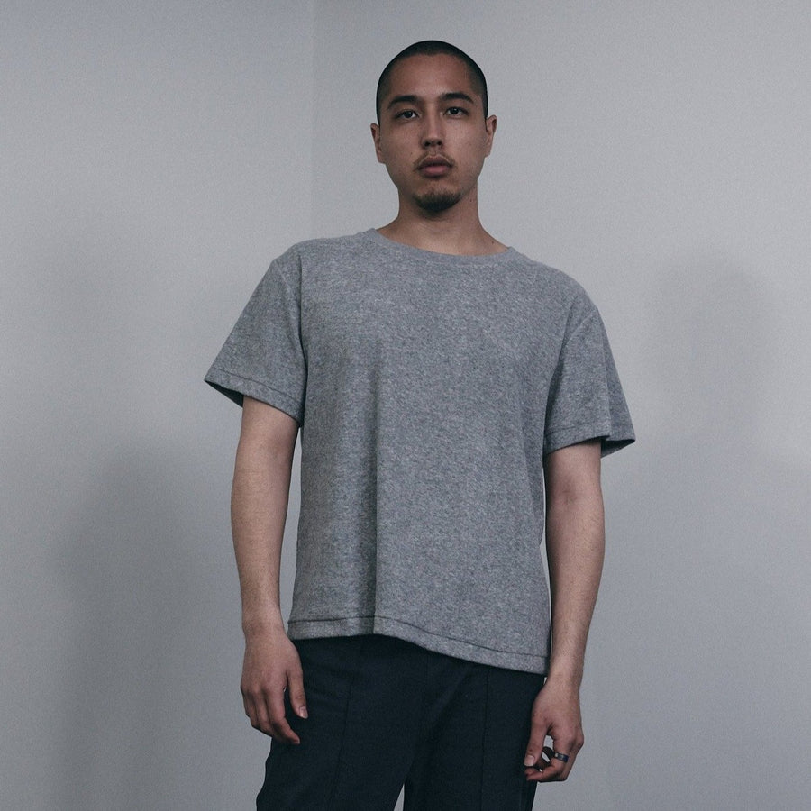 PILE CREW NECK T - Light Gray