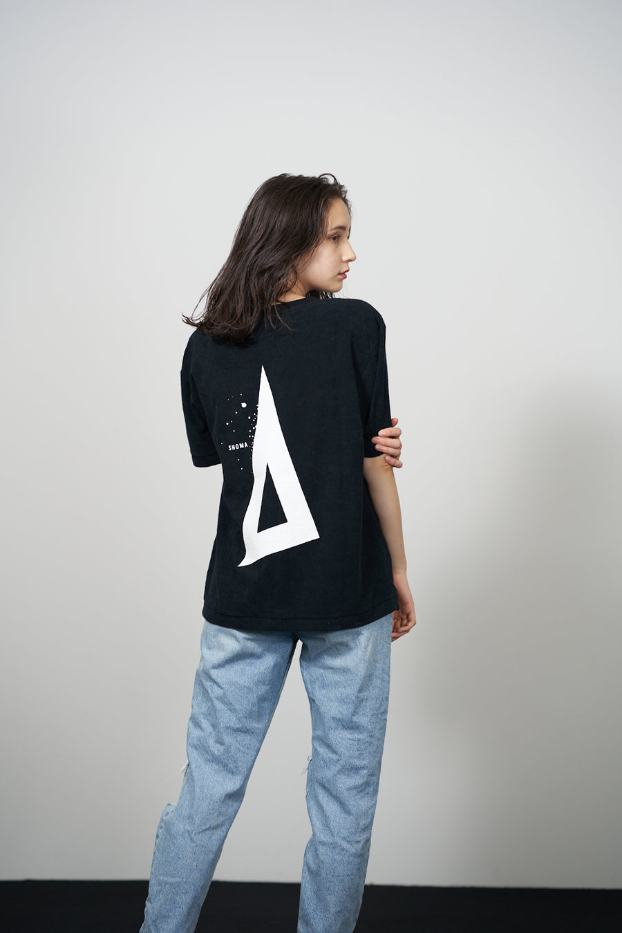 PILE CREW NECK T［Triangle of SHOMA］- Black