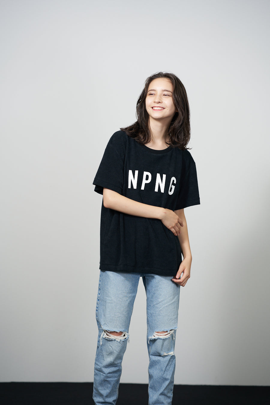 PILE CREW NECK T［NPNG］- Black