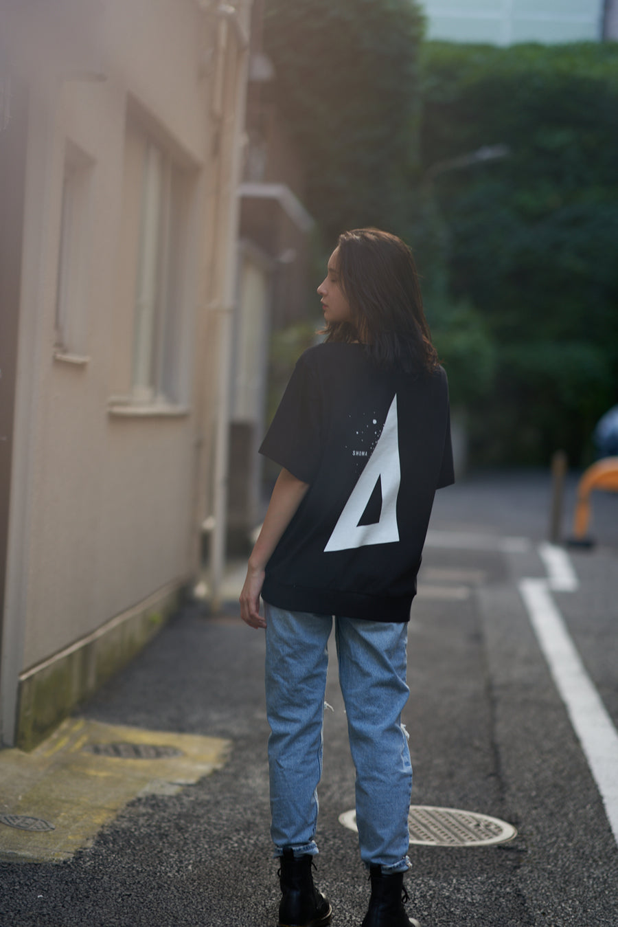 JERSEY BOAT NECK T［Triangle of SHOMA］- Black