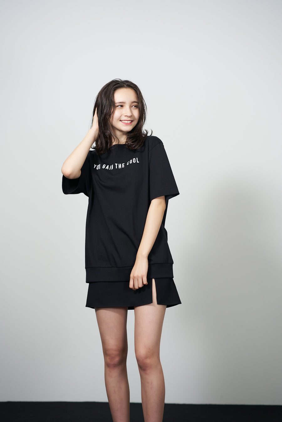 JERSEY BOAT NECK T［YOU GAIN THE COOL］- Black