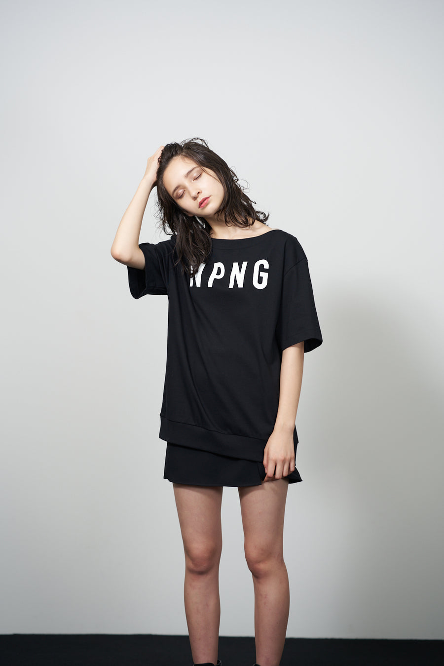 JERSEY BOAT NECK T［NPNG］- Black