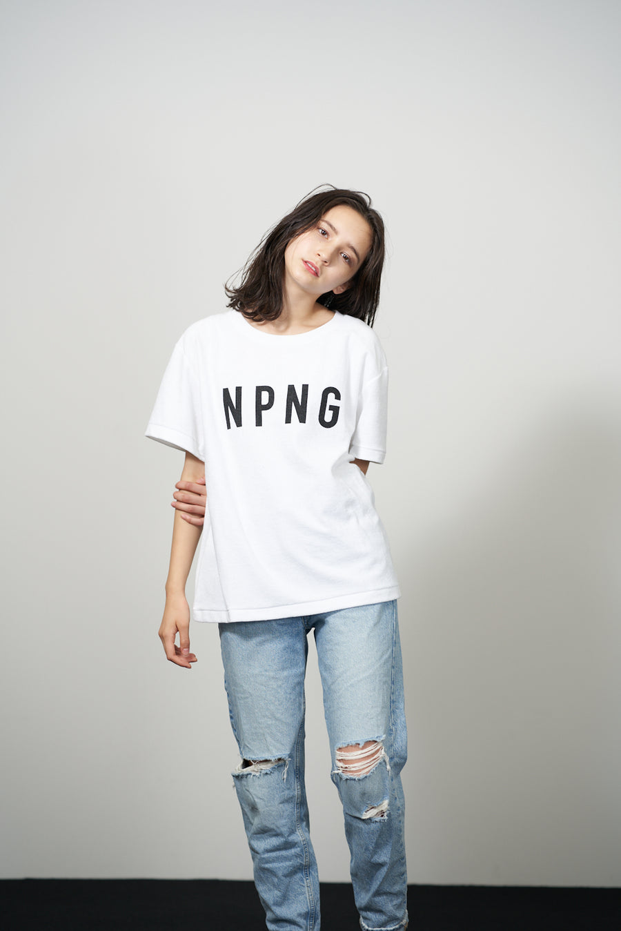 PILE CREW NECK T［NPNG］- White