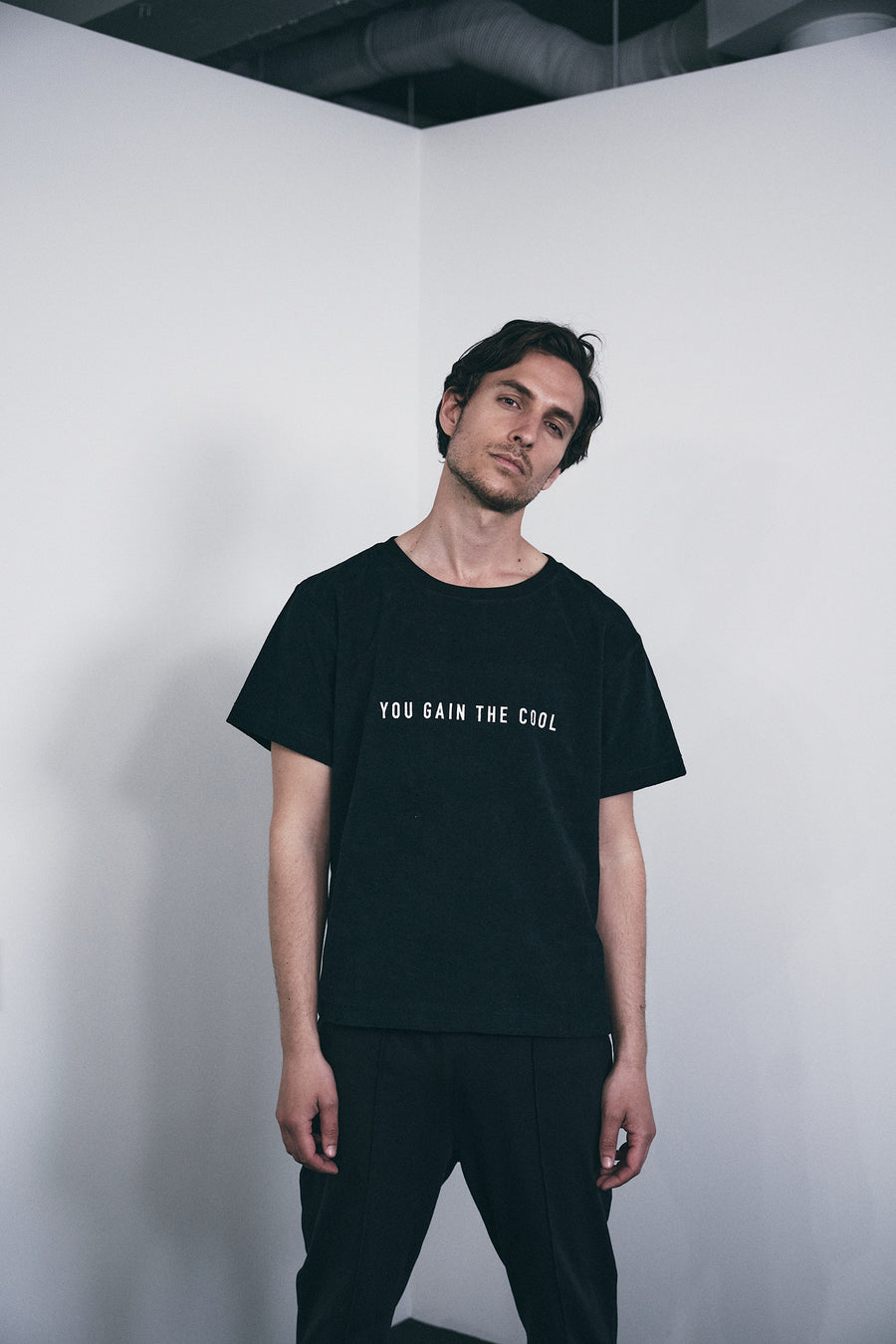 PILE CREW NECK T［YOU GAIN THE COOL］- Black