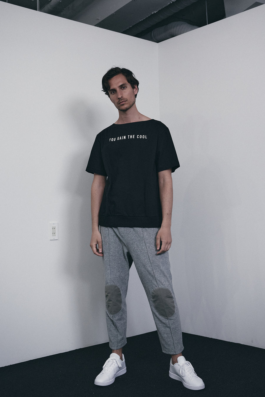 JERSEY BOAT NECK T［YOU GAIN THE COOL］- Black