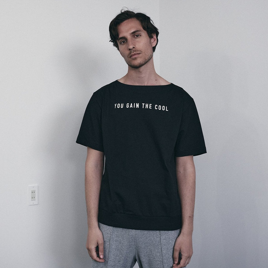 JERSEY BOAT NECK T［YOU GAIN THE COOL］- Black
