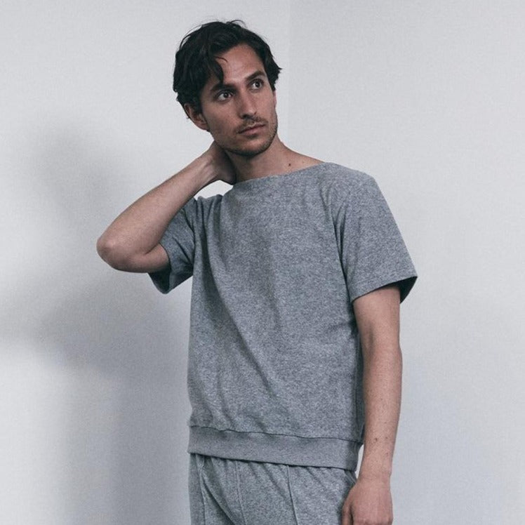 PILE BOAT NECK T - Light Gray