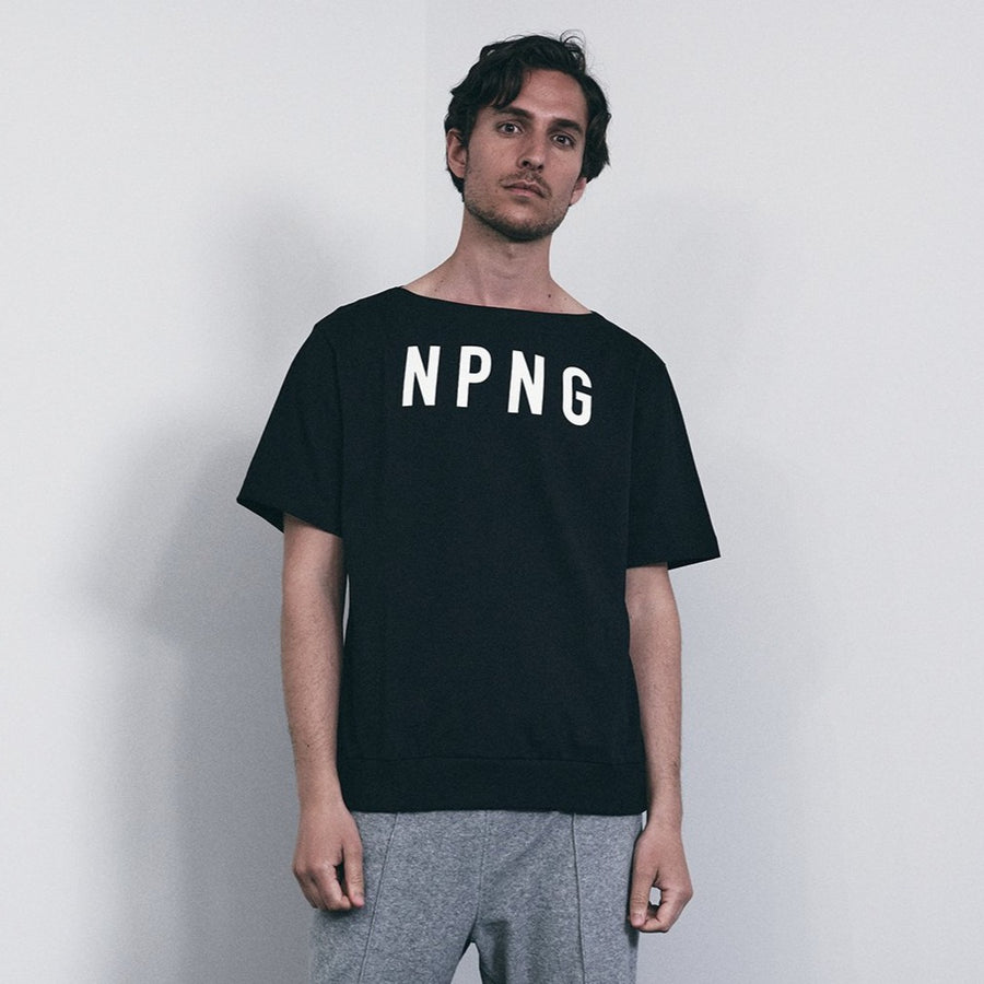 JERSEY BOAT NECK T［NPNG］- Black