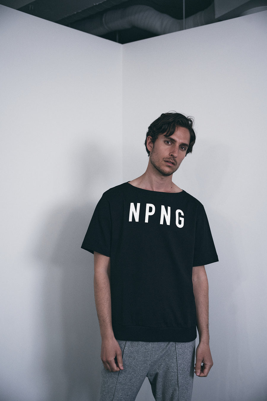 JERSEY BOAT NECK T［NPNG］- Black